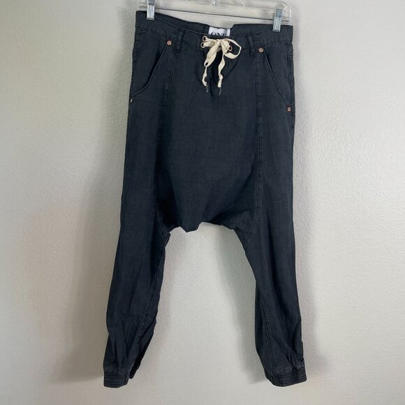 NEW One Teaspoon Womens 25 Luxe Harem Pants Drop Crotch Tapered Leg Drawstring - Picture 2 of 12